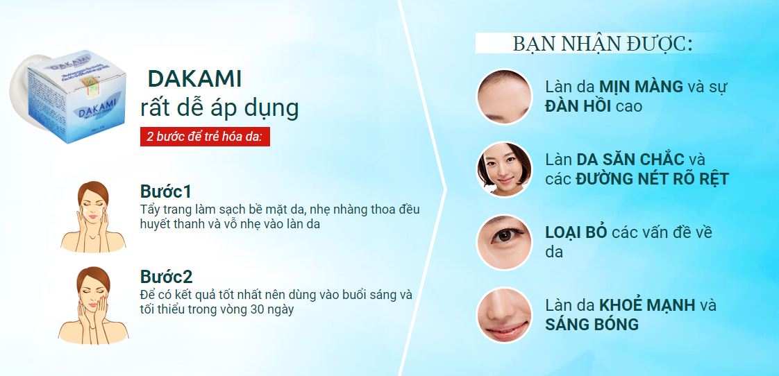 Các sử dụng kem dưỡng da Dakami